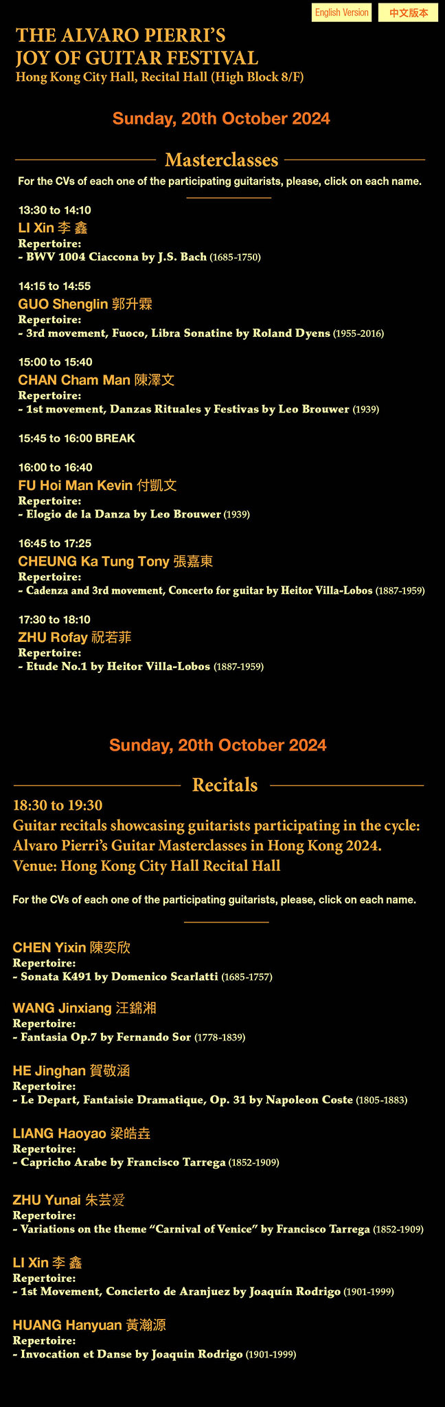Guitar MasterClasses 20th Oct 2024