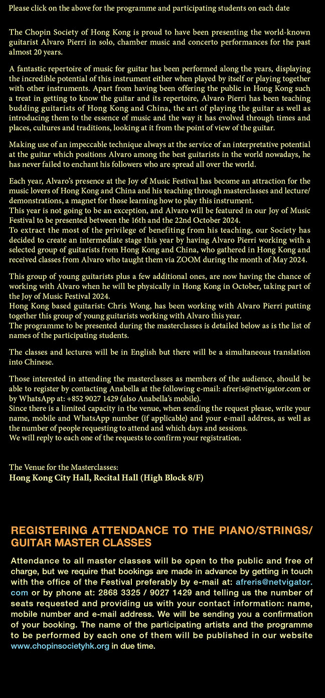 Joy of Music Festival 2024, Guitar Masterclasses, Recitals, Alvaro Pierri, Guitar